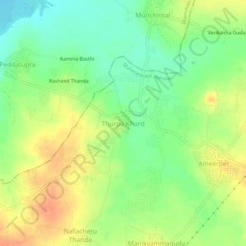 Carte topographique Thurpa Khurd, altitude, relief