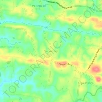 Carte topographique Vadassery, altitude, relief