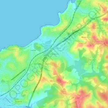 Carte topographique Urthaburu, altitude, relief