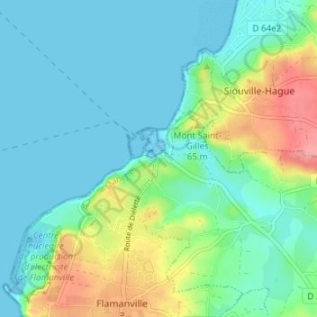 Carte topographique Diélette, altitude, relief