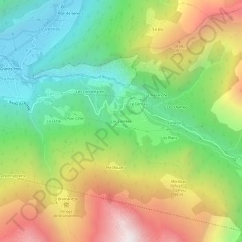 Carte topographique Les Combes, altitude, relief
