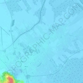 Carte topographique Raoued, altitude, relief