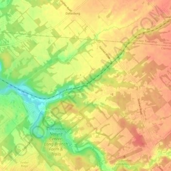 Carte topographique Hills, altitude, relief