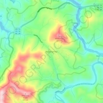 Carte topographique Maple Springs, altitude, relief