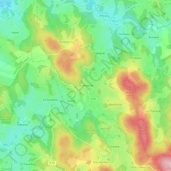 Carte topographique Les Mazeires, altitude, relief