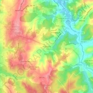 Carte topographique Imaginário, altitude, relief
