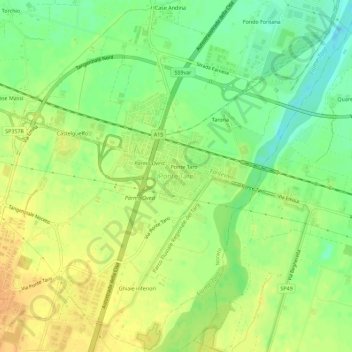 Carte topographique Ponte Taro, altitude, relief