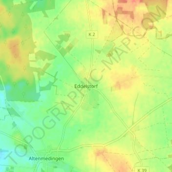 Carte topographique Eddelstorf, altitude, relief