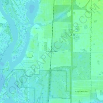 Carte topographique Morgantown, altitude, relief
