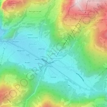 Carte topographique Halde, altitude, relief