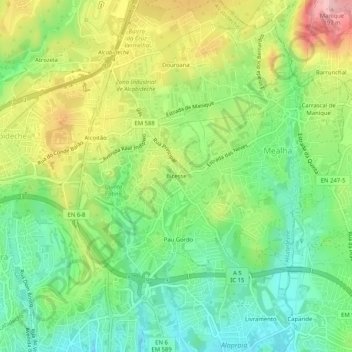 Carte topographique Bicesse, altitude, relief