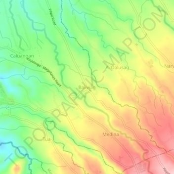Carte topographique Baliwag, altitude, relief
