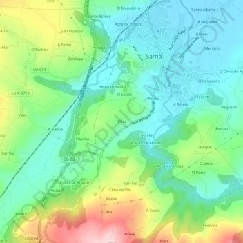 Carte topographique Filloi, altitude, relief