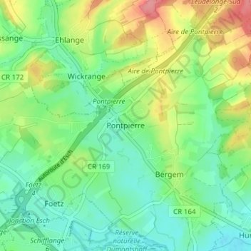 Carte topographique Pontpierre, altitude, relief