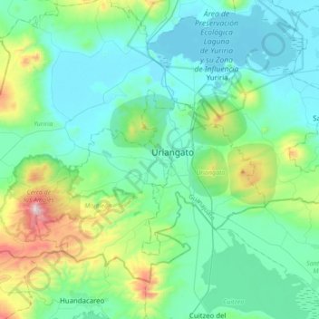 Carte topographique Moroleón, altitude, relief