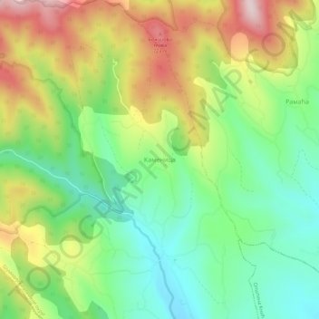 Carte topographique Kamenica, altitude, relief