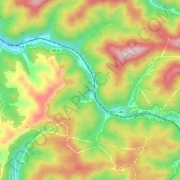 Carte topographique Ennis, altitude, relief