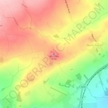 Carte topographique Almscliffe Crag, altitude, relief