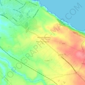 Carte topographique Regione Li Pidriazzi II, altitude, relief