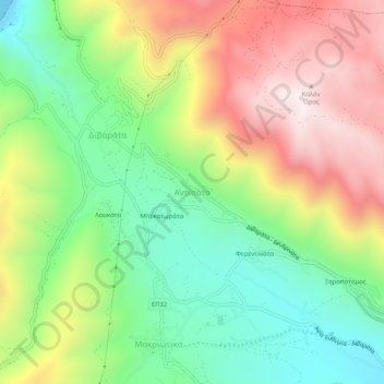 Carte topographique Antipata, altitude, relief
