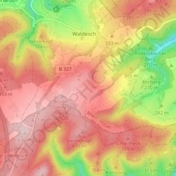 Carte topographique Hünenfeld, altitude, relief
