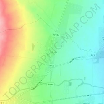 Carte topographique La Silleta, altitude, relief