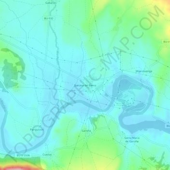 Carte topographique Barcina del Barco, altitude, relief
