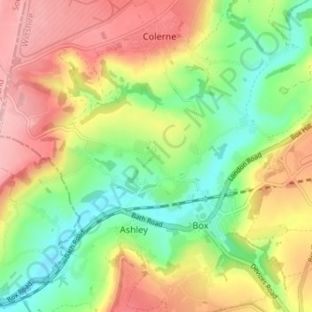 Carte topographique Ditteridge, altitude, relief