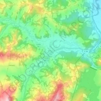 Carte topographique Priboj, altitude, relief