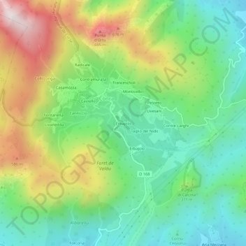 Carte topographique Erbajolo, altitude, relief