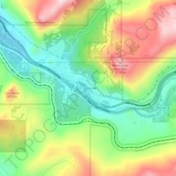 Carte topographique Cisco Grove, altitude, relief
