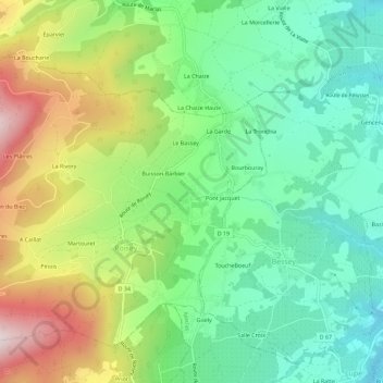 Carte topographique Le Briat, altitude, relief
