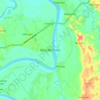 Carte topographique Reina Mercedes, altitude, relief