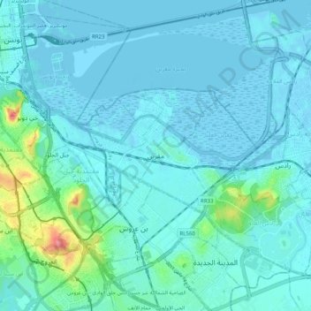 Carte topographique Mégrine, altitude, relief