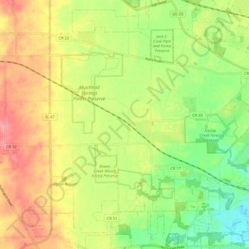Carte topographique Plato Township, altitude, relief