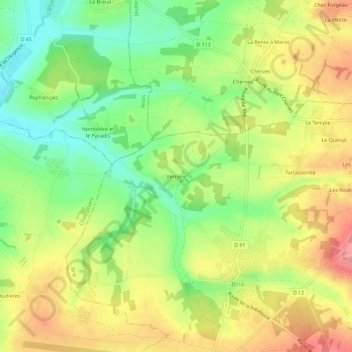 Carte topographique Verrière, altitude, relief