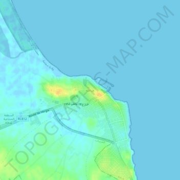 Carte topographique Hergla, altitude, relief