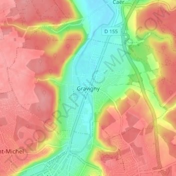 Carte topographique Gravigny, altitude, relief