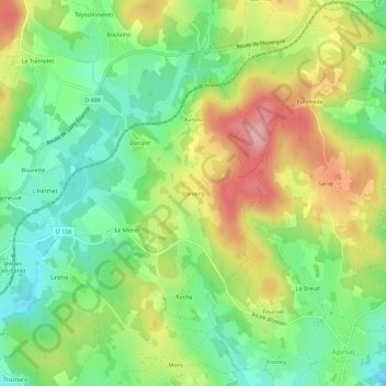Carte topographique Daniecq, altitude, relief