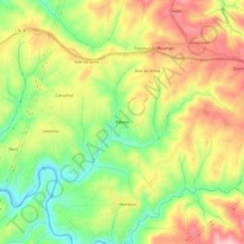 Carte topographique Ribeira, altitude, relief