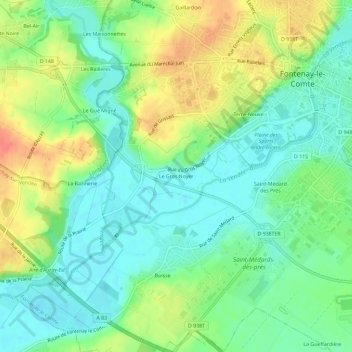Carte topographique Le Gros Noyer, altitude, relief
