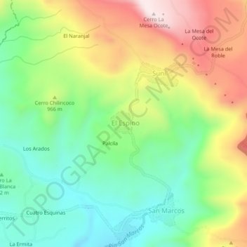 Carte topographique El Espino, altitude, relief