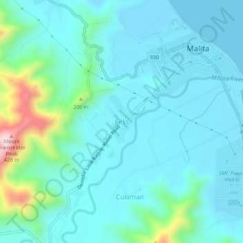 Carte topographique Felis, altitude, relief