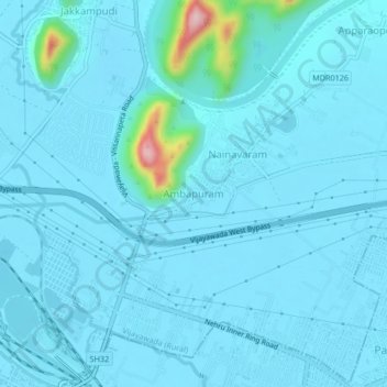 Carte topographique Ambapuram, altitude, relief