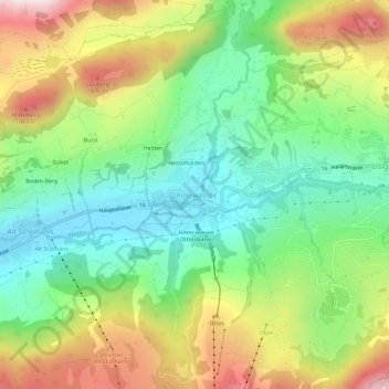 Carte topographique Unterwasser, altitude, relief