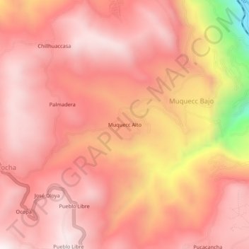 Carte topographique Muquecc Alto, altitude, relief