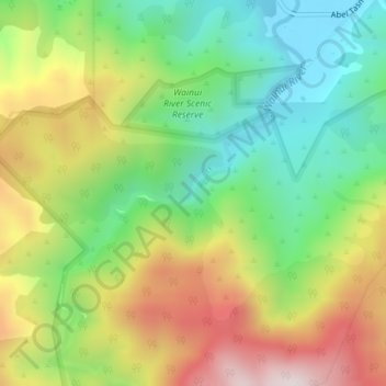 Carte topographique Wainui Falls, altitude, relief
