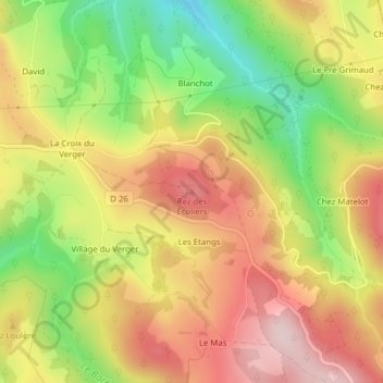 Carte topographique Rez des Écoliers, altitude, relief