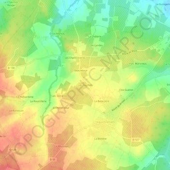 Carte topographique Les Touches, altitude, relief