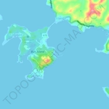 Carte topographique San Roque, altitude, relief